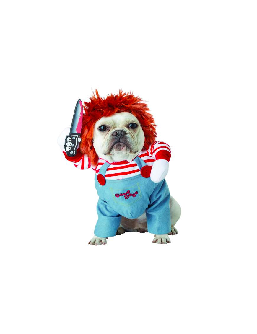 Costume Chucky per Cani - Trasforma il tuo Cucciolo in un Tenero Pazzo Assassino